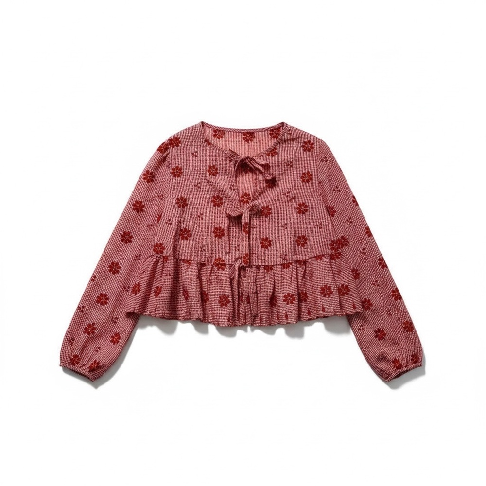 BOHO GIRL 💋💋 Red Cropped Shirt | Women’s Extra Large - Picture 1 of 8